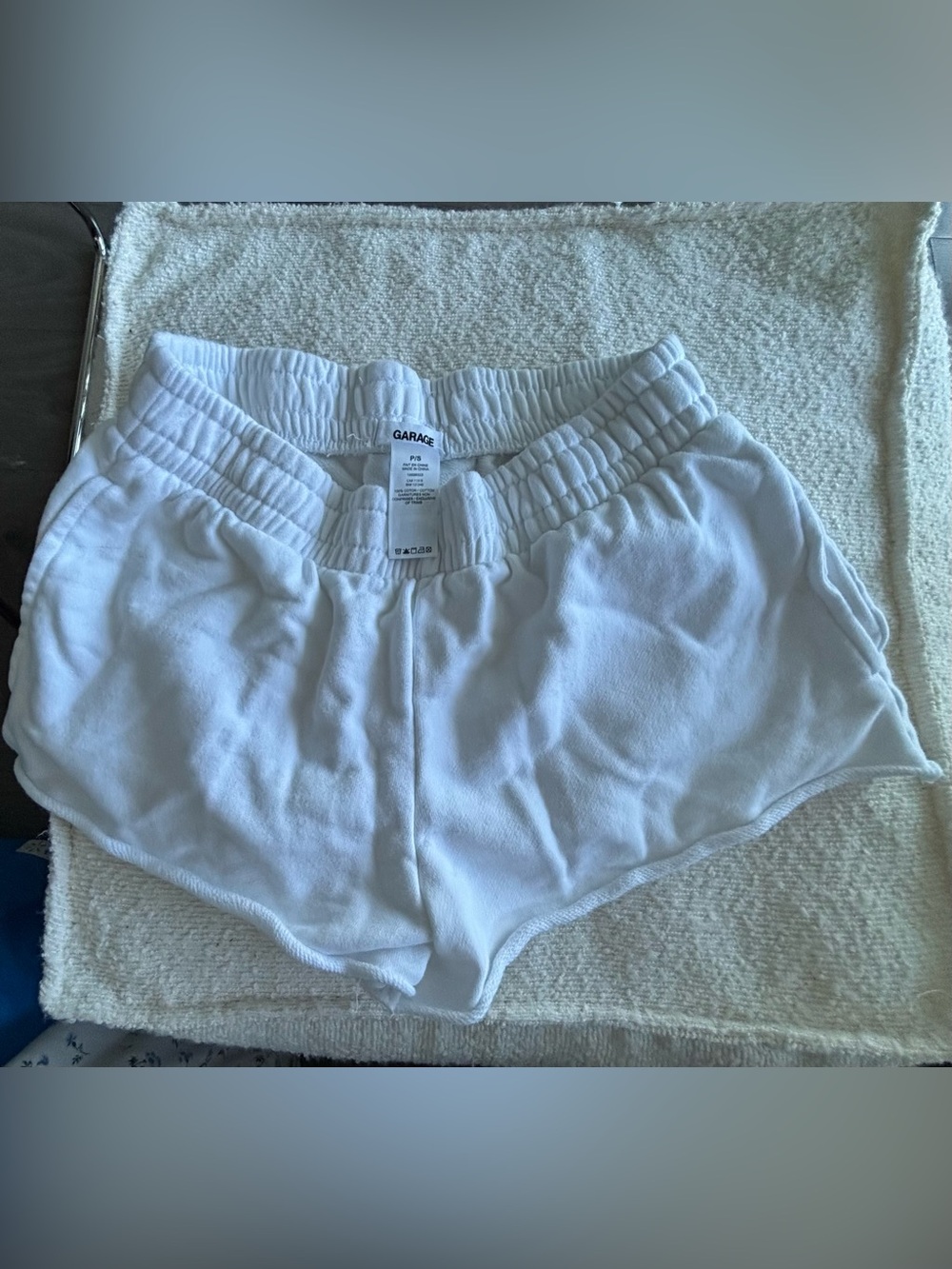 Garage White Elastic-Waist Athletic Shorts